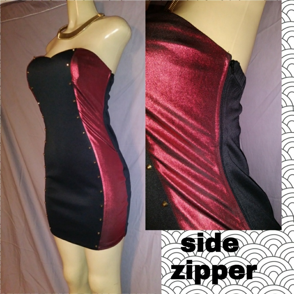 Holiday metallic red  mini dress